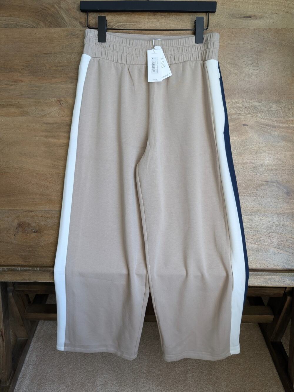 NWT Spanx Pants Womens Medium Light Brown AE Colorblock Elastic Waist Wide Leg